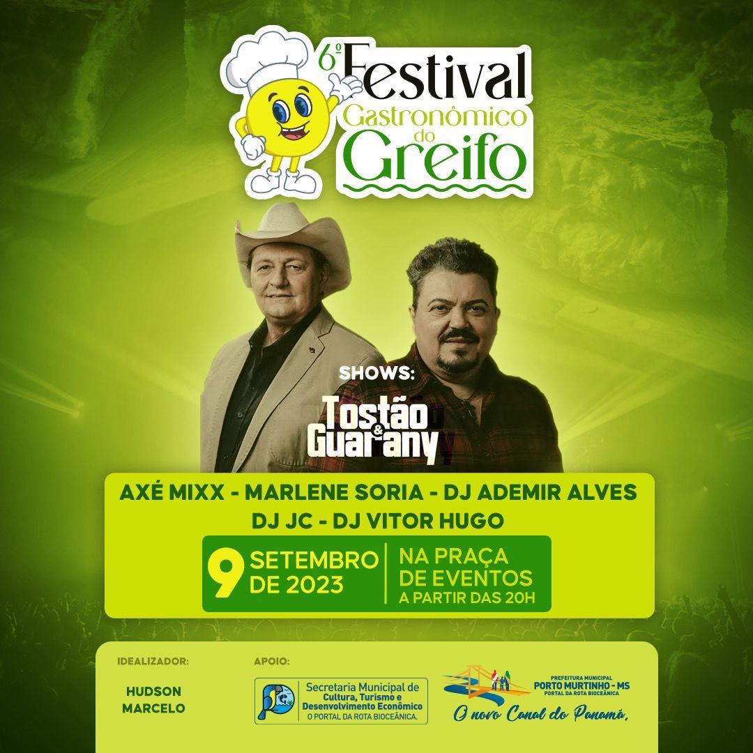 6º Festival Gastronômico do Greifo acontece dia 9 de setembro em Porto Murtinho