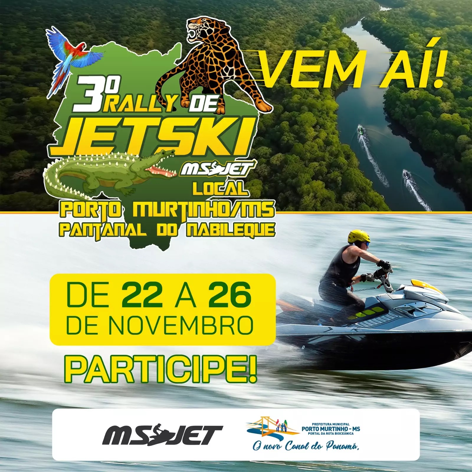 Porto Murtinho está pronta para o 3º  Rally de Jet ski; O evento vai contar com 200 'jeteiros' de 9 Estados brasileiros 