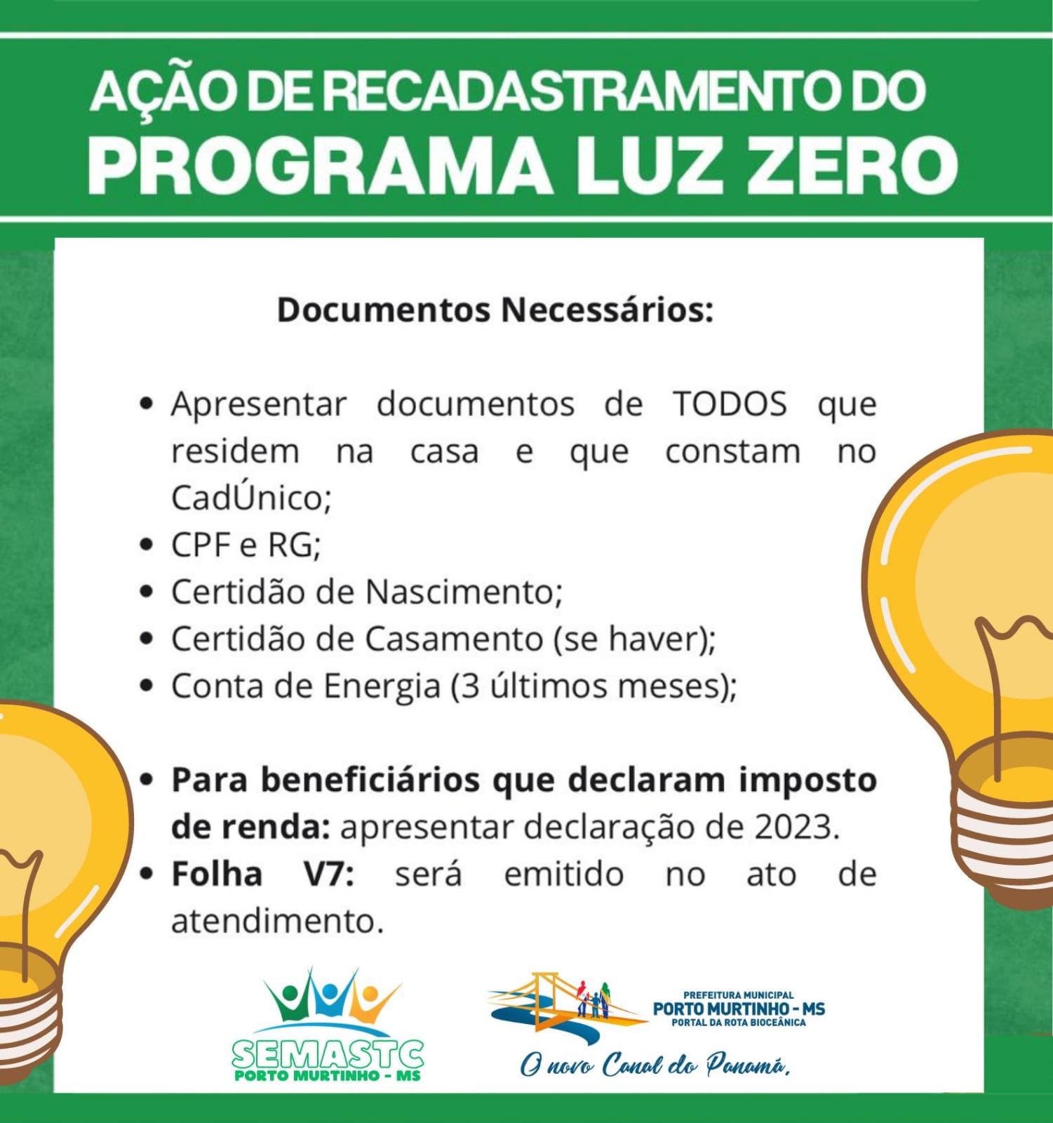 Secretaria de Assistência Social realiza ação de recadastramento do Programa Luz Zero