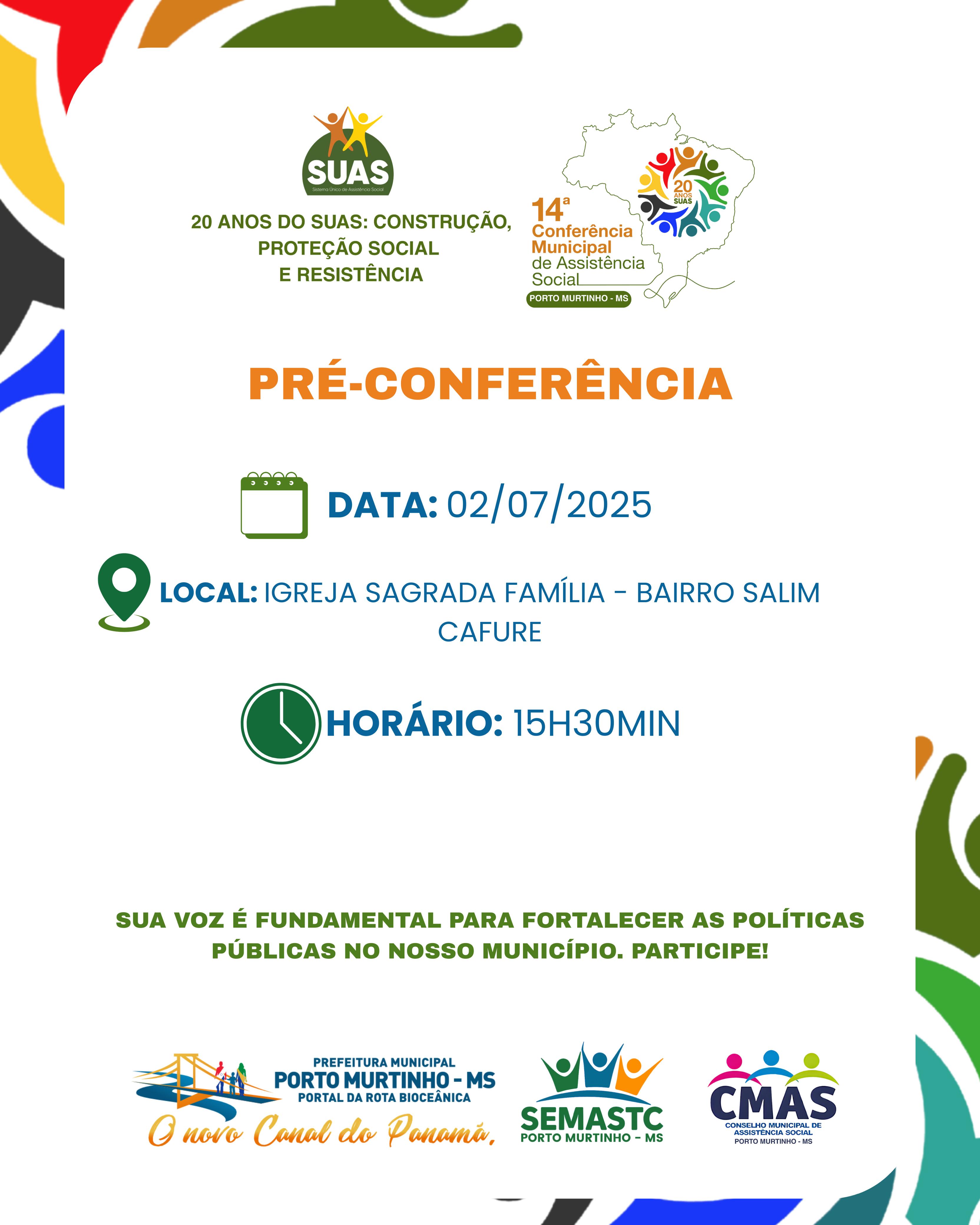 Porto Murtinho realiza Pré-Conferências e anuncia a 14ª Conferência Municipal de Assistência Social Porto Murtinho realiza Pré-Conferências e anuncia a 14ª Conferência Municipal de Assistência Social