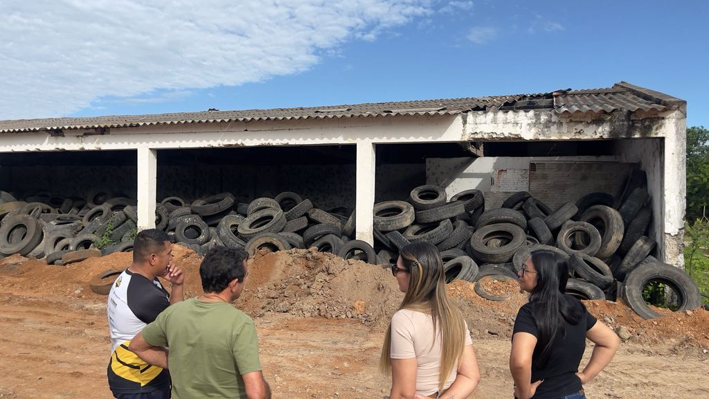 Pneus inservíveis são recolhidos do depósito municipal