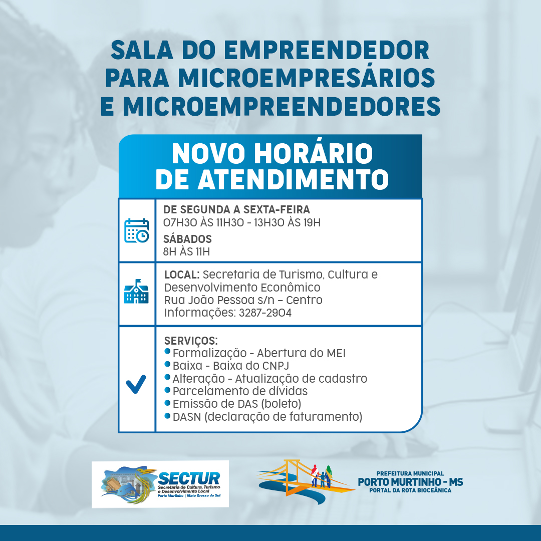 Sala de atendimento ao microempreendedor terÃ¡ novo horÃ¡rio de atendimento