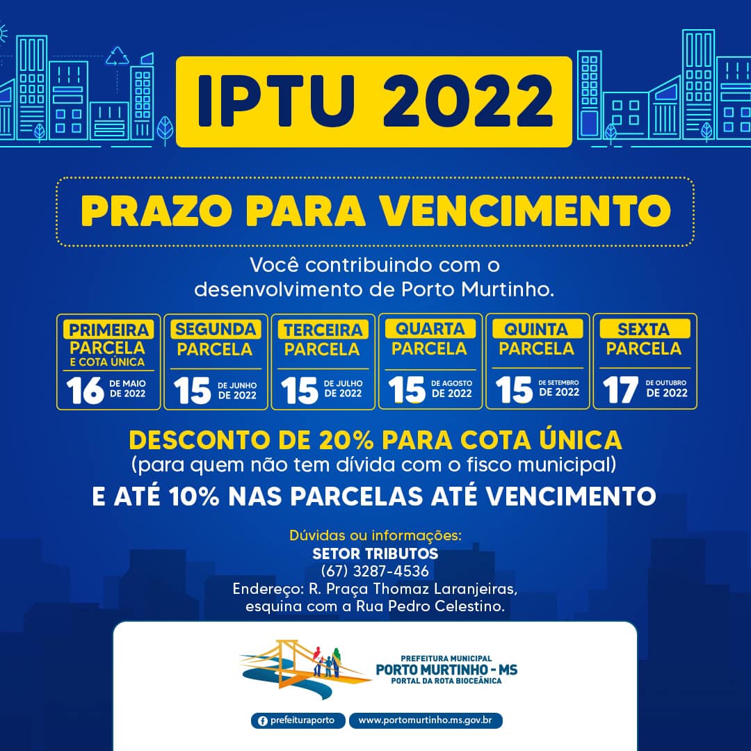 Prefeitura de Porto Murtinho emite carnês do IPTU e inicia entrega aos contribuintes Prefeitura de Porto Murtinho emite carnês do IPTU e inicia entrega aos contribuintes
